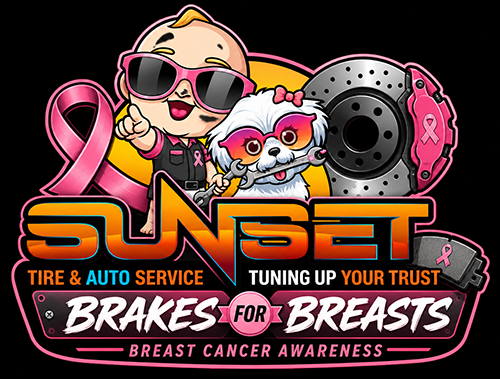 Our Logo for Brakes for Breasts | Sunset Tire and Auto Repair