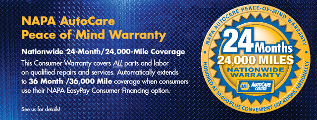 NAPA Warranty Banner | Sunset Tire and Auto Repair